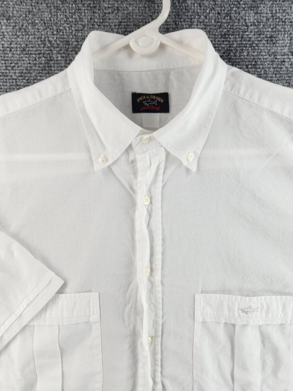 Paul & Shark Lightweight Short Sleeve Button-Down XL White Pocket Mens Solid